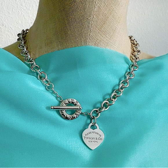 🩵19” XL - Please Return To Tiffany Toggle Rolo Link Necklace - Picture 1 of 15